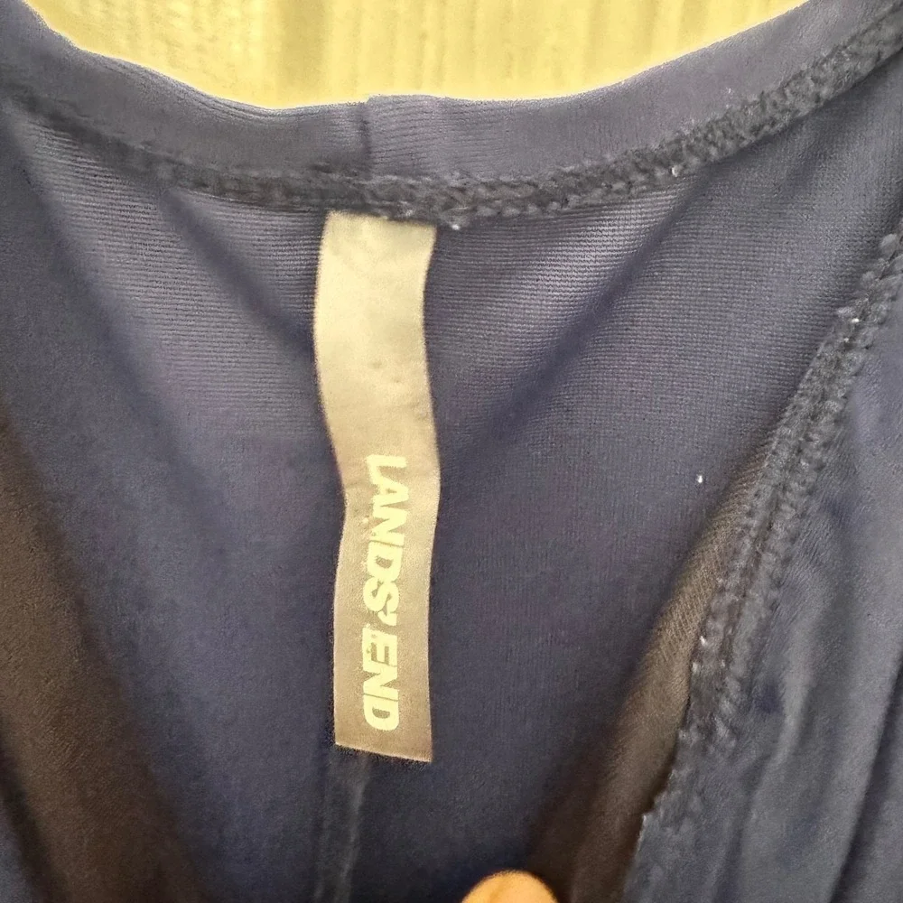 Lands End Slendertex One Piece Swimsuit Navy Blue Surplice Wrap 20W DDD‎ 516709